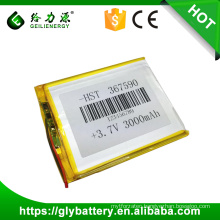 Li-polymer 367590 3000mAh 3.7v Rechargeable Lipo Battery